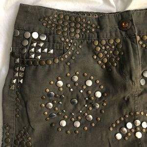 NWT Green studded mini skirt size M